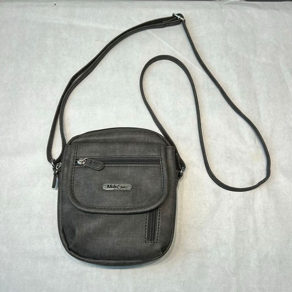MultiSac Mini Everest Crossbody Bag Gray Adjustable Strap Organization Pockets